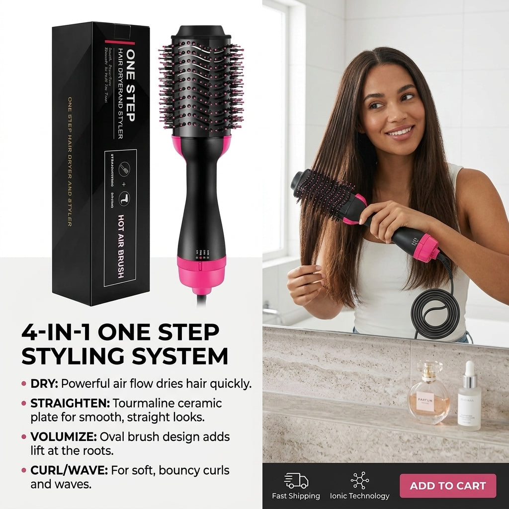 One Step Hot Air Brush (Dryer + Straightener)